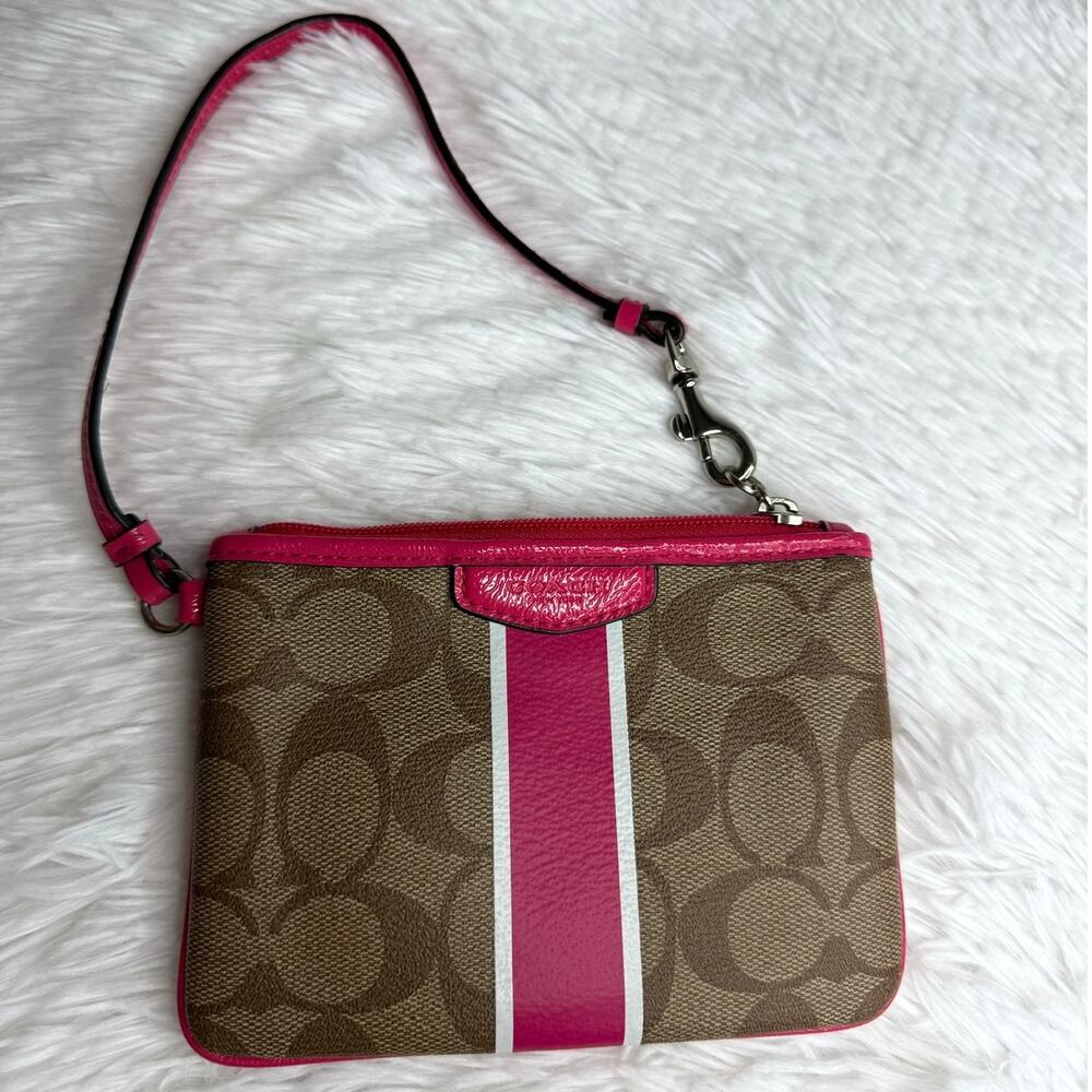 COACH Brown Pink Wristlet